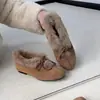 Sapatos Femininos de Algodão Peludos Slip-On com Pelúcia Curta, Aumento de Altura Escondido, Estilo Francês, Corte Profundo, Quentes para Neve, Moda 3cm