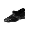 Nueva Colección Otoño/Invierno 2026: Zapatos de Cuero Cuadrados con Tacón Grueso para Mujer, Calzado Cálido para Exteriores, Zapatos de Suela Gruesa con Piel Sintética, Zapatos de Felpa de Algodón Retro