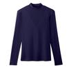 Camiseta Manga Longa Cor Sólida Gola Meia-Alta Patchwork para Mulheres, Estilo Europeu e Americano, Atacado com Um Clique Fs441, Estilo Comuter