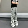Jeans acampanados de corte slim extendido con lavado a la piedra y degradado estilo americano para hombre, vibra de alta costura, pantalones acampanados de verano