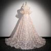 Vestido de Noite Rosa para Mulheres 2026 Novo Estilo Fashionável Elegante Aniversário Sem Alças Estilo Fada Vestido Leve de Gaze Pétala Vestido para Exame de Artes Vocais