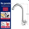 Torneira de Cozinha e Lavatório de Banheiro de Cobre Maciço Montada na Parede com Rotação Universal e Recursos Anti-Salpicos
