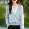 Nuevo cárdigan de lana de punto fino con bloques de color y cuello en V Otoño/Invierno para mujer, abrigo suéter de imitación de dos piezas de manga larga, top holgado