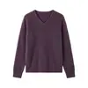 Suéter de punto de lana sin costuras con cuello en V para mujer, otoño e invierno, suéter holgado de manga larga de forro polar, top básico de estilo casual