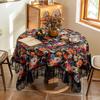 Mantel Jacquard Estilo Country Americano Mantel de Flores y Plantas Mantel Rectangular para Mesa de Café Mantel Redondo Funda Multipropósito