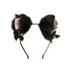 Diadema japonesa de peluche con forma de campana y orejas de gato, lazo, tocado de lolita, accesorios para fotos con orejas de zorro rojo de Internet