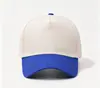 Boné de beisebol de cinco painéis color-block com bordado e estampa de logotipo personalizado, boné promocional para adultos 100% algodão, boné de aba curva com bordado DIY