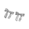 Pendientes de Lujo Ligero Estilo Coreano Elegantes con Pliegues y Lazo Personalidad Transfronterizos Populares Modernos Diseño de Nicho Pendientes