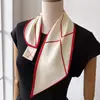 Lenço de Seda Sintética com Design Simples de Linha Estilo Coreano e Design Perfurado em Ângulo Cruzado, Versátil para o Trabalho, Lenço Longo, Lenço de Orelha, Lenço de Pescoço