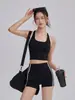 Conjunto Nuevo de Ropa de Yoga para Mujer 2026, Top Deportivo Tipo Racerback con Bloques de Color y Shorts, Conjunto de Dos Piezas para Fitness Pilates Entrenamiento