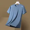 Camisa de Seda de Hielo de Manga Corta Lista para Usar del Fabricante para Hombre, Verano, Delgada, de Secado Rápido, Malla, Top Deportivo, Camiseta de Media Manga, Ropa de Verano