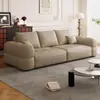 Sofá Puf de Chenilla Color Crema Estilo Francés para Sala de Estar, Alquiler de Apartamento, Apartamento Pequeño, Sofá de Tela de Fila Recta Ultra Suave