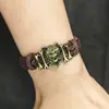 Estilo Étnico Xizang Cabeça de Lobo Popular Dominador Pulseira Personalizada Celebridade da Internet Pulseira de Couro Pulseira Trançada Ajustável Estilo Floresta
