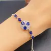 Pulsera de Zafiro Natural Transfronteriza Accesorios para Mujer Nicho Alta Gama Joyería de Plata 925 4*5 Moda Venta Directa de Fábrica