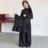 Conjunto Otoñal para Niña Estilo Coreano Retro de Lunares Chaleco en Capas para Niña Conjunto de Tres Piezas Moda Pantalones de Pierna Ancha Tendencia