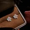 Pendientes de botón de perlas con racimo floral de colores pastel frescos estilo coreano para mujer, exquisitos y hermosos nuevos pendientes de fuegos artificiales para primavera-verano