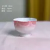 Cortina de Cuentas Pintada a Mano Flor Forma Taza Maestra, Taza Pétalo de Pie Alto, Juego de Té Kung Fu, Taza de Té Cerámica Hecha a Mano, Taza de Degustación de Té para el Hogar