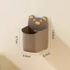Caja de almacenamiento linda de oso de dibujos animados para colgar en la pared, cocina, para cebolla, jengibre y ajo, sin perforaciones, almacenamiento en pared, colgante lateral de refrigerador, azul