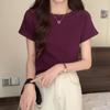 Real shot ~ T-shirt feminina manga curta verão short top