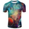 Camiseta Masculina de Manga Curta com Estampa Geométrica Estéreo Grande de Ligação Exportação Transfronteiriça Assimétrica 3D