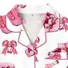 Conjunto de Pijama Cardigan Rosa de Seda Leite Transfronteiriço Europeu e Americano para Mulheres, Shorts de Manga Curta, Roupa de Casa Confortável e Respirável Conjunto Casual