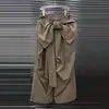 Pantalones Casuales de Pierna Ancha con Lazo Grande de Nuevo Estilo para Mujer, Verano 2025, con Bolsillos Cargo Decorativos Desmontables