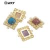 WT-PC004 venda quente exportação Atacado cor natural gema ametista pedra glitter quadrado DIY brincos pingente feminino