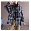 Marca de ropa de mujer de alta gama camisa de lana a cuadros recortada abrigo holgado de talla grande otoño e invierno camisa cálida engrosada