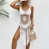 Vestido de playa tejido a mano con flecos, flores tejidas a mano, ropa europea y americana transfronteriza para mujer, camisola, salida de playa calada
