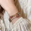 Pulseira Pingente de Cristal Morango Multicamadas para Mulheres Design de Nicho Ins Irmãs Estudante Melhor Amiga Pulseira Pulseira Joia Pulseira