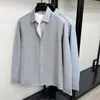 Camisa de rayas de manga larga para hombre de otoño, tela ultrasuave lavable, top casual simple y versátil