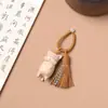 Nuevo Colgante de Gato de Madera Estilo Chino con Llavero de Borla, Cadena para Bolso y Teléfono, Lindo Accesorio Llavero de Gato de la Suerte