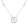 Collar Colgante Anillo Mobius Incrustado con Circonita de Plata de Ley S925 para Mujer, Cadena para Clavícula de Lujo Ligero de Moda, Regalo para Novia