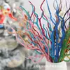 Árbol de Navidad artificial de 35 cm con ramas con purpurina y polvo dorado, ramas brillantes, ramas secas, piñas y ramas de Navidad DIY para decoración de mesa