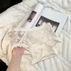 Calcinha Sexy de Renda com Estampa de Leopardo Pura Desir para Mulheres 10A Antibacteriana Forro de Seda Amora Cintura Média Triângulo Calcinha de Renda e Cetim para Mulheres