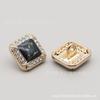 Botones Metálicos Cuadrados Estilo Corte Diamantados Lámina de Oro Botones de Puño para Abrigo de Mujer Abrigo de Lana Traje Gemelos