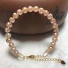 Pulsera de Ágata Roja Natural Cristal de Fresa Envuelta en Alambre, Exquisita Pulsera Rellena de Oro de 14K, Ajustable y Versátil Granate Turmalina