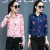Camisa Feminina Estampada Manga Longa Estilo Coreano Slim Fit, Blusa de Chiffon Tamanho Grande, Camisa Básica Elegante Feminina - Primavera e Outono de 2026