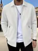2026 Nuevo Cárdigan Chaqueta Casual de Color Sólido Ajuste Delgado con Bolsillo con Cremallera y Cuello Reversible para Hombre