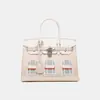 2025 Nova Bolsa Platinum com Padrão de Crocodilo Combinação de Cores Bolsa Casa Pequena Moda Acessível Luxo Versátil Bolsa de Mão Elegante Bolsa Kelly