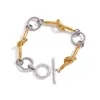 Pulsera Elegante y Silenciosa de Estilo Clásico, Acero Inoxidable 18K Color Bloqueado Hebilla Nudo Ot, Joyería Transfronteriza de Lujo Ligero para Mujer con un Toque de Alta Gama