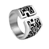 Explosiones de comercio exterior de AliExpress estilo europeo y americano retro titanio acero apertura superior patrón de tótem simple anillo de acero inoxidable para hombre y mujer