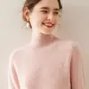 Camiseta Básica de Punto de Cachemir con Cuello Alto Medio de Siete Pines para Mujer, Suéter de Manga Larga, Holgado, Cómodo, Suave, Versátil, Nuevo en Otoño e Invierno