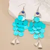 Novos Brincos Azuis Cauda de Peixe com Franjas para Mulheres Estilo Étnico Brincos Longos Retrô Brincos Bohemianos Pendentes