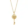 Collar con Colgante de Llavero de Trébol de Cuatro Hojas Giratorio Estilo Coreano para Mujer, Incrustado con Circonita, Cadena para Clavícula Inspirada en el Diseño, Joyería Versátil y Sencilla