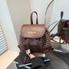 Mochila de Gran Capacidad Moda Tartán Bolso Pequeño para Mujer 2025 Nuevo Estilo Retro Occidental Otoño e Invierno Mochila Personalizada