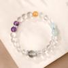 Pulsera de Cristal Blanco Natural, Pulsera de Cristales Multicolor Preciosos para Mujeres, Estilo Masculino, Cuentas Atractoras de Fortuna, Regalo de Pareja para Novia o Mejor Amiga