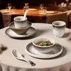 Juego de Vajilla de Melamina Estilo Ins, Tazones y Platos, Alto Valor Estético, Platos de Cena Estilo Occidental, Servicio de Mesa Comercial para Hotel y Restaurante, Juego de Cuatro Piezas al por Mayor