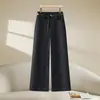 Pantalones Casuales de Acetato Holgados de Pierna Ancha, Novedad Otoño 2026, Pantalones Rectos Simples de Cintura Alta a la Moda para Mujer