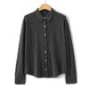 Camisa Polo de Caxemira Fina Estilo Coreano com Gola Polo Cor Clara Feminina Botões Frontais Efeito Emagrecedor Roupa de Trabalho Outono e Inverno Novo Cardigã de Tricô